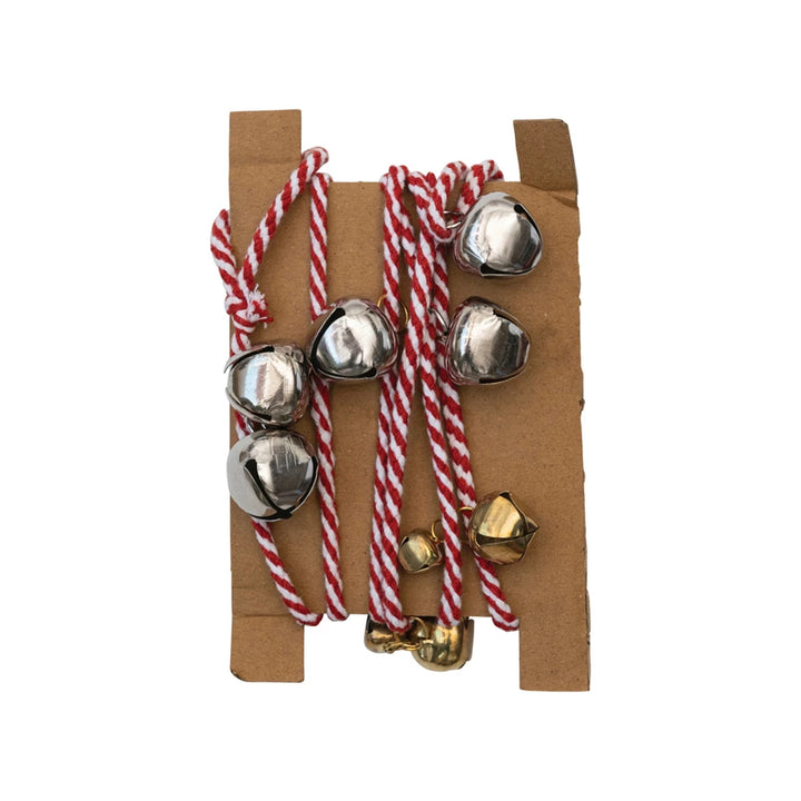 Metal Bell Garland w/ Red & White Cord