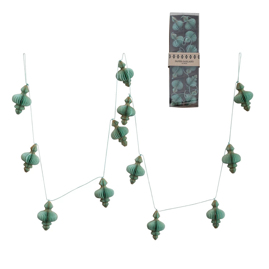 Turquoise Paper Honeycomb Finial Garland