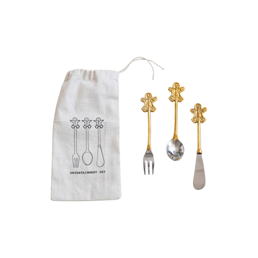 Gingerbread Man Brass & Metal Cutlery