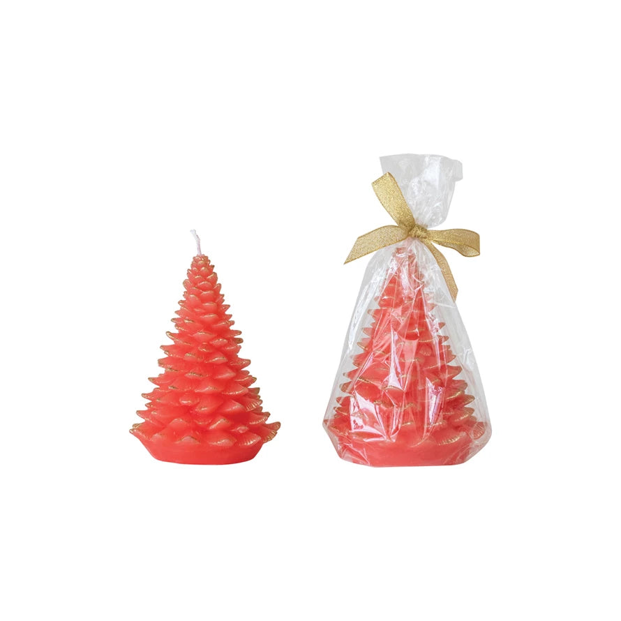 Watermelon Unscented Tree Shaped Candle w/ Gold Tips