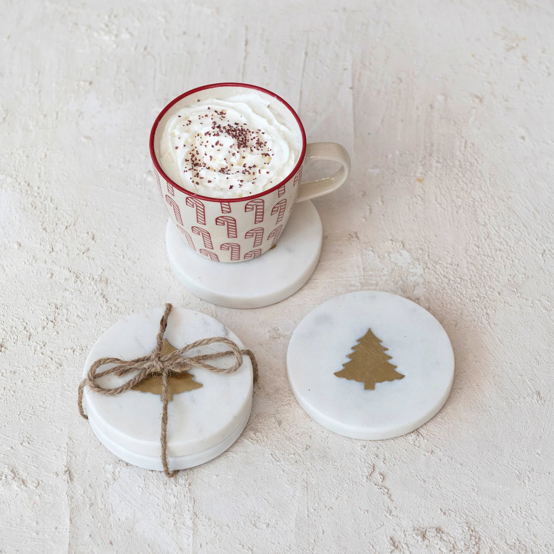 Brass Tree Marble Coasters