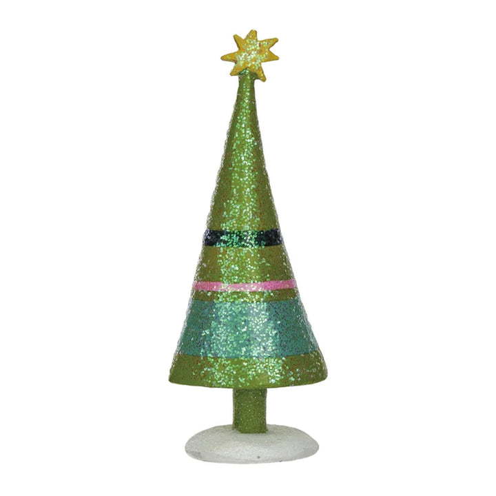 Resin Christmas Tree w/ Stripes, Star & Glitter