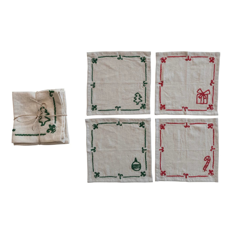 Holiday Icons Embroidered Napkins