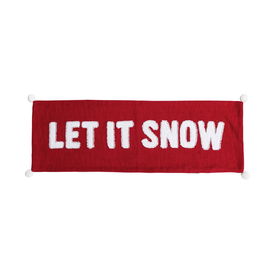 Let It Snow Woven Cotton Lumbar Pillow