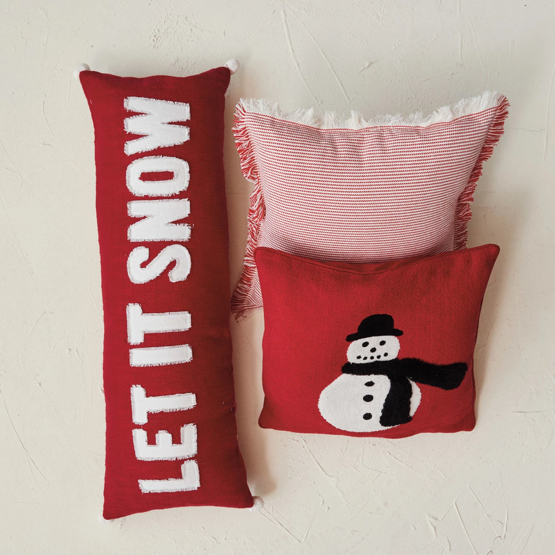 Let It Snow Woven Cotton Lumbar Pillow