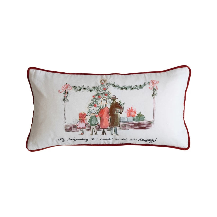 Family Cotton Printed Lumbar Pillow