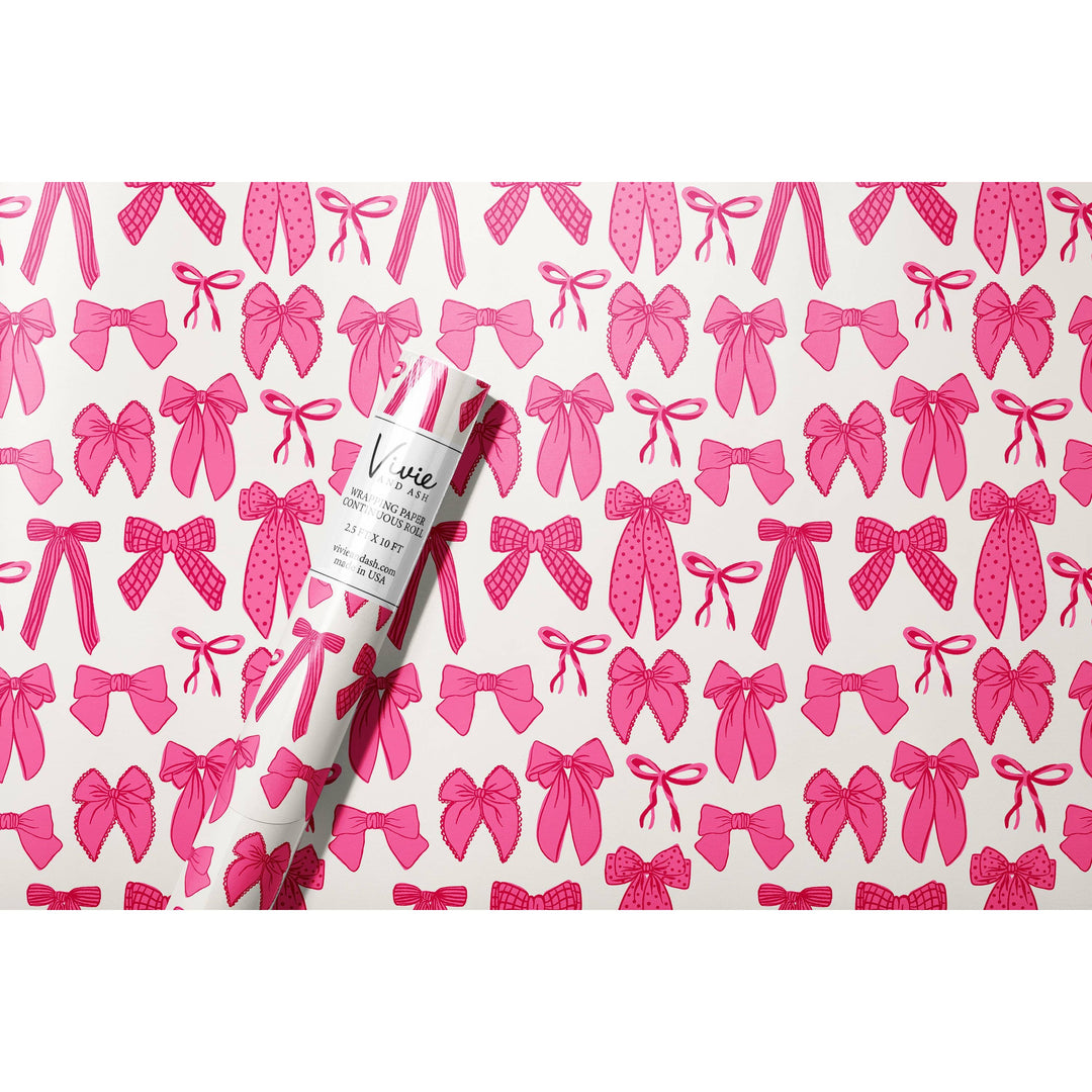 Pink and Red Bows Wrapping Paper Roll
