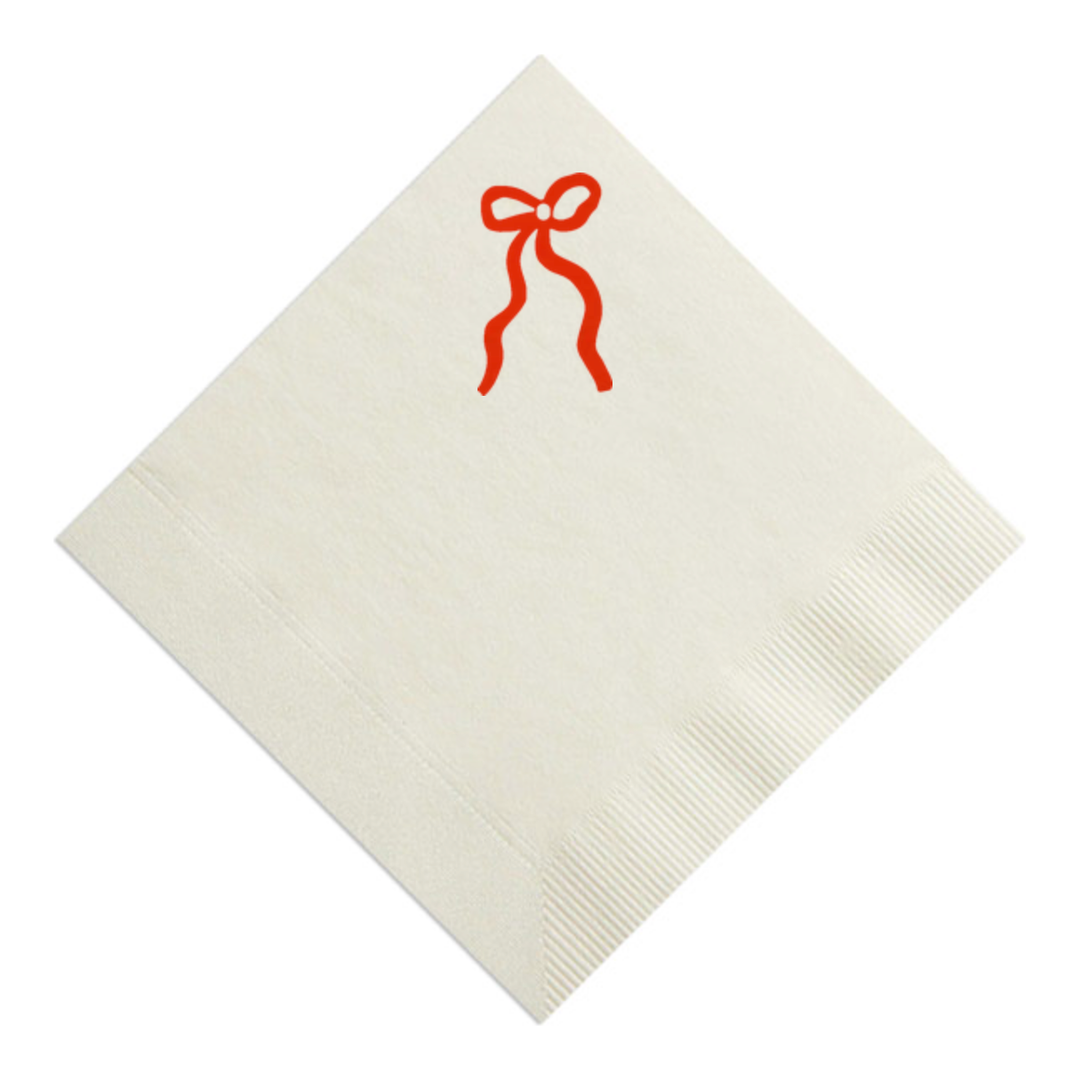 Classic Red Bow Cocktail Paper Napkins