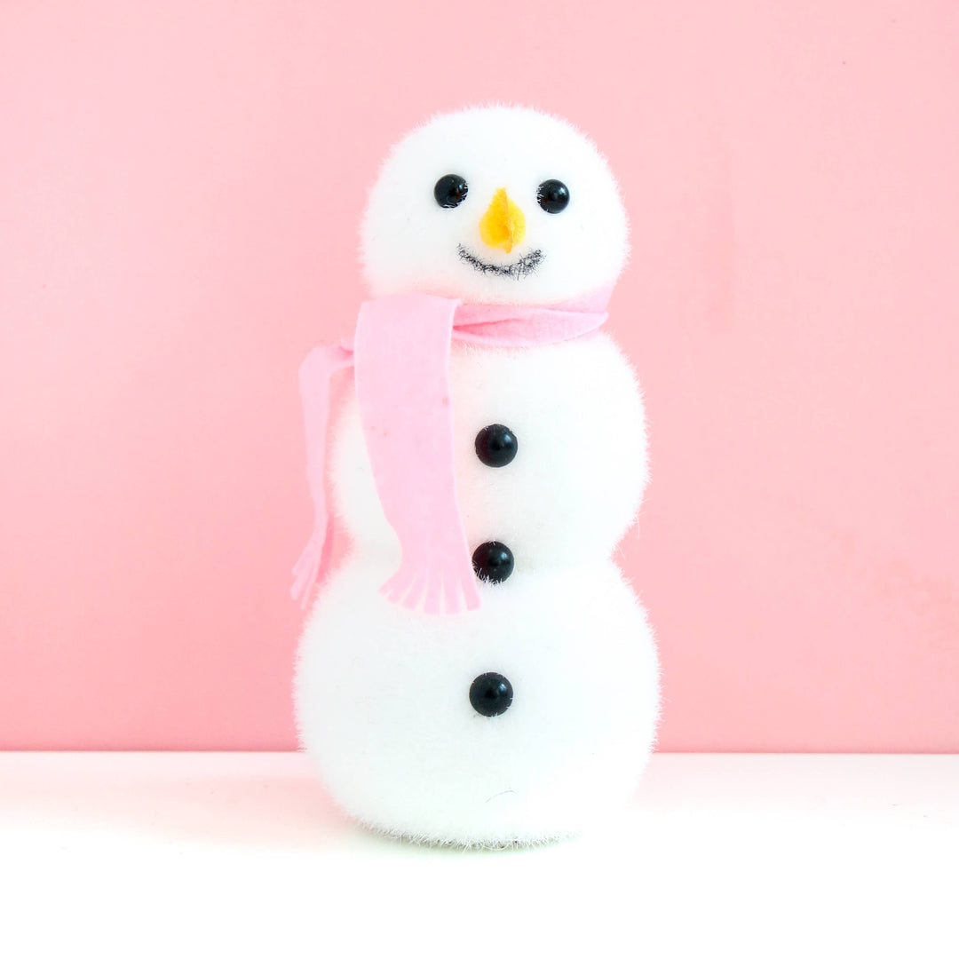 Pink Flocked Snowman