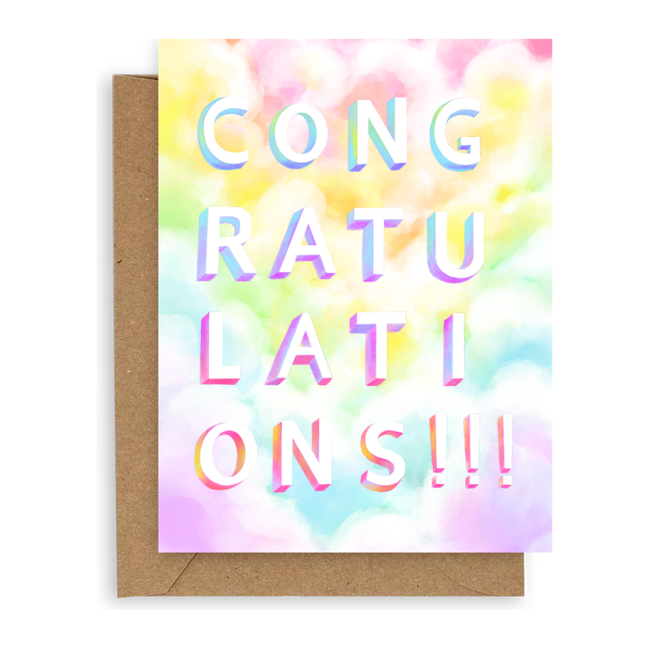 Rainbow Clouds Congrats Card