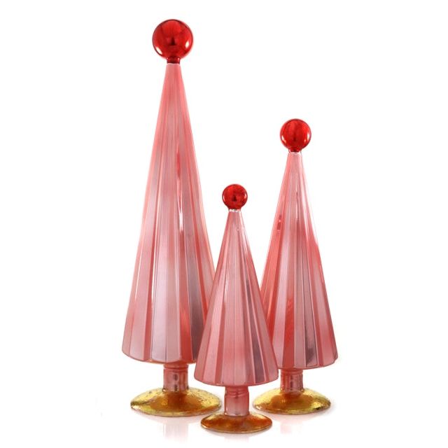 Pink Red Pleated Trees (Set of 3)