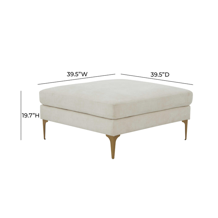 Serena Cream Velvet Ottoman