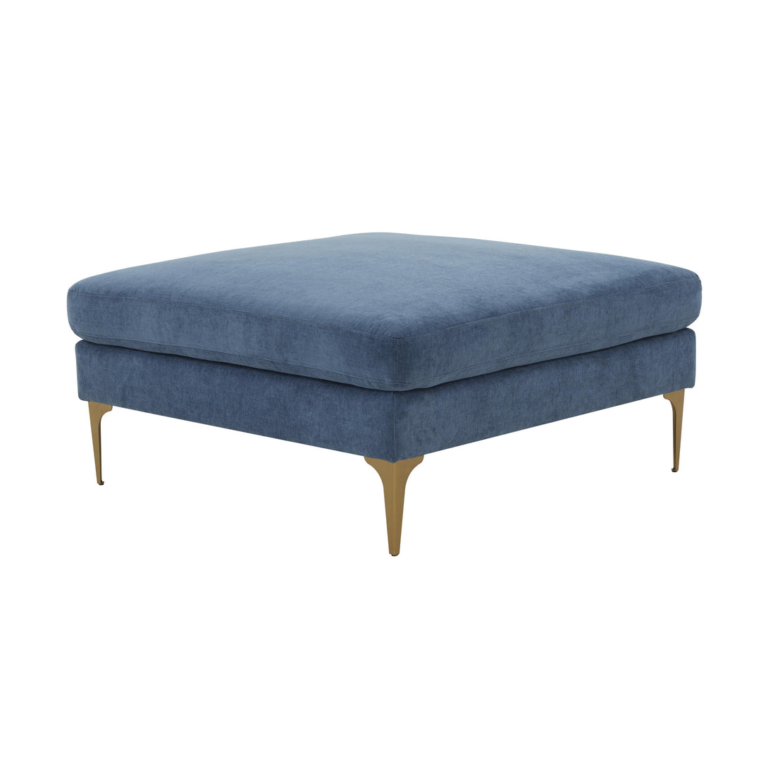 Serena Blue Velvet Ottoman