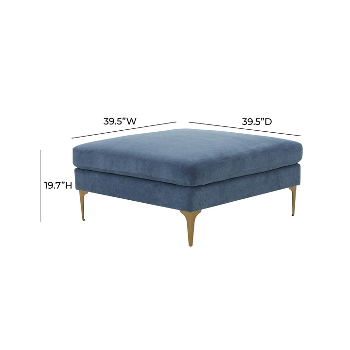 Serena Blue Velvet Ottoman