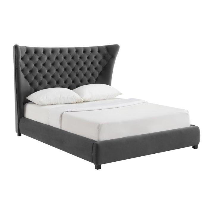 Sassy Grey Velvet Queen Bed