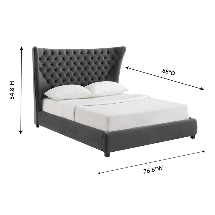 Sassy Grey Velvet Queen Bed