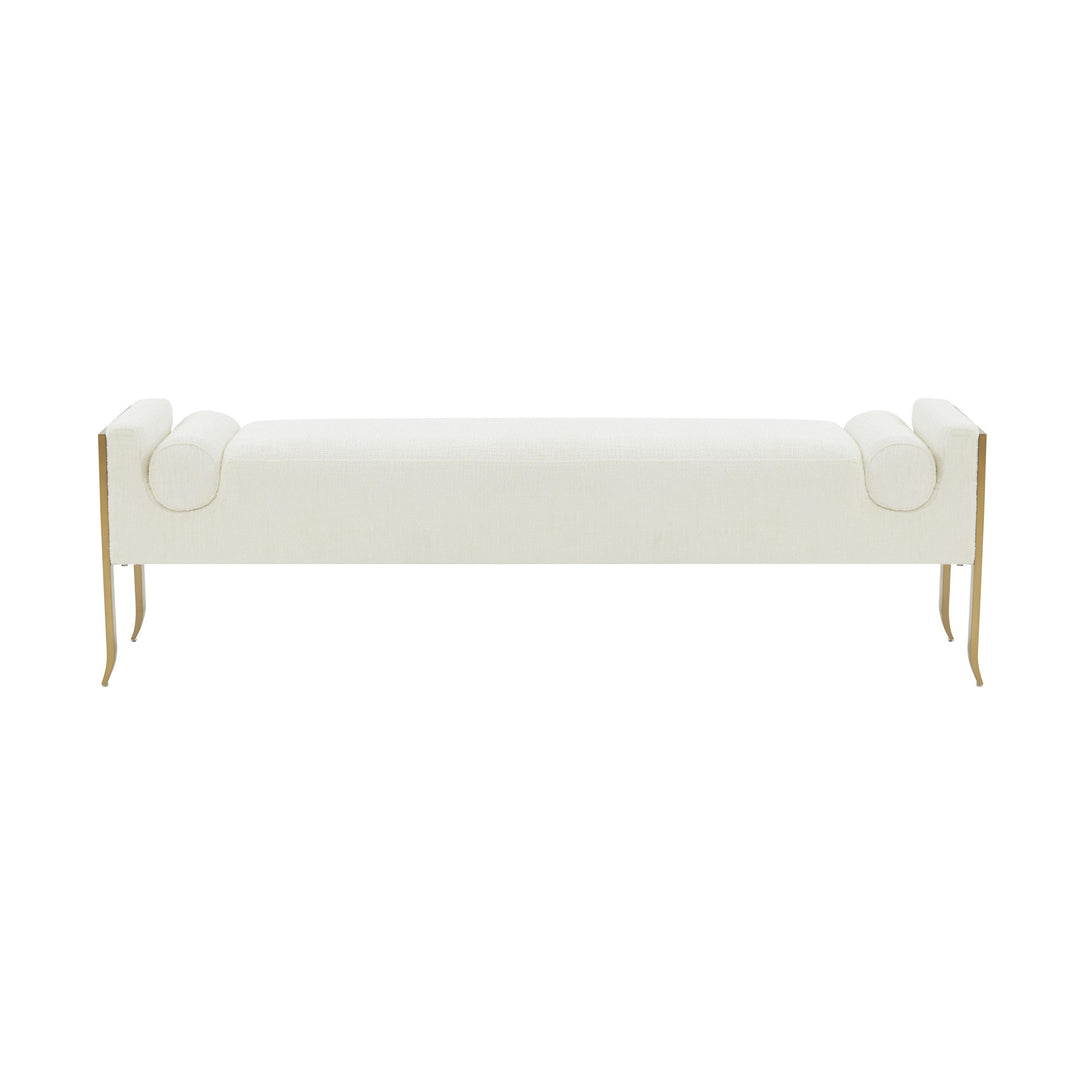 Ines Cream Textured Velvet Bench