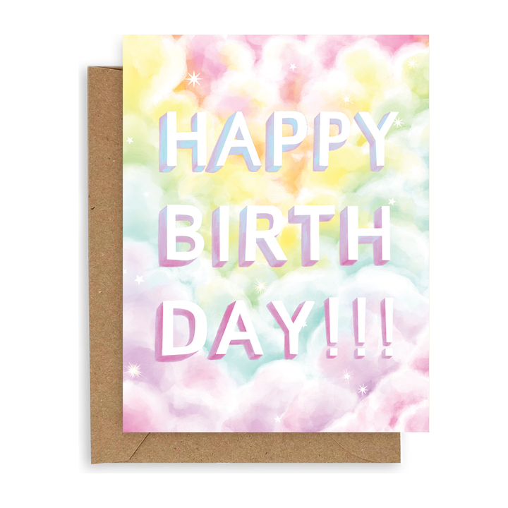 Rainbow Clouds Happy Birthday Card